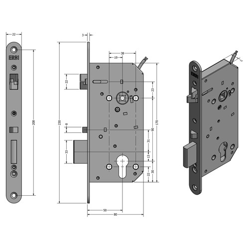 SAM EL B P 9050 - elektromechanický samozamykací zámok